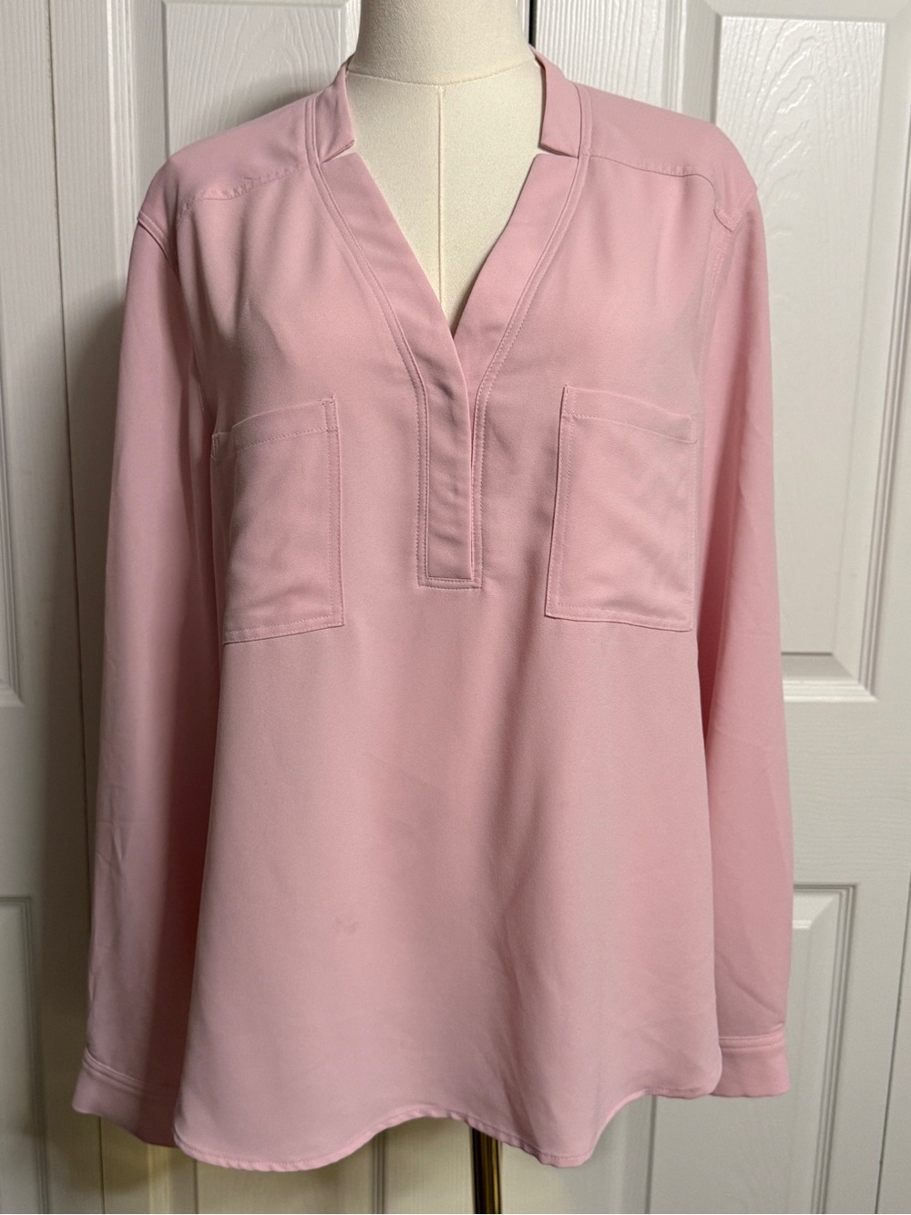 Pink V-Neck Long Sleeve Women’s Top